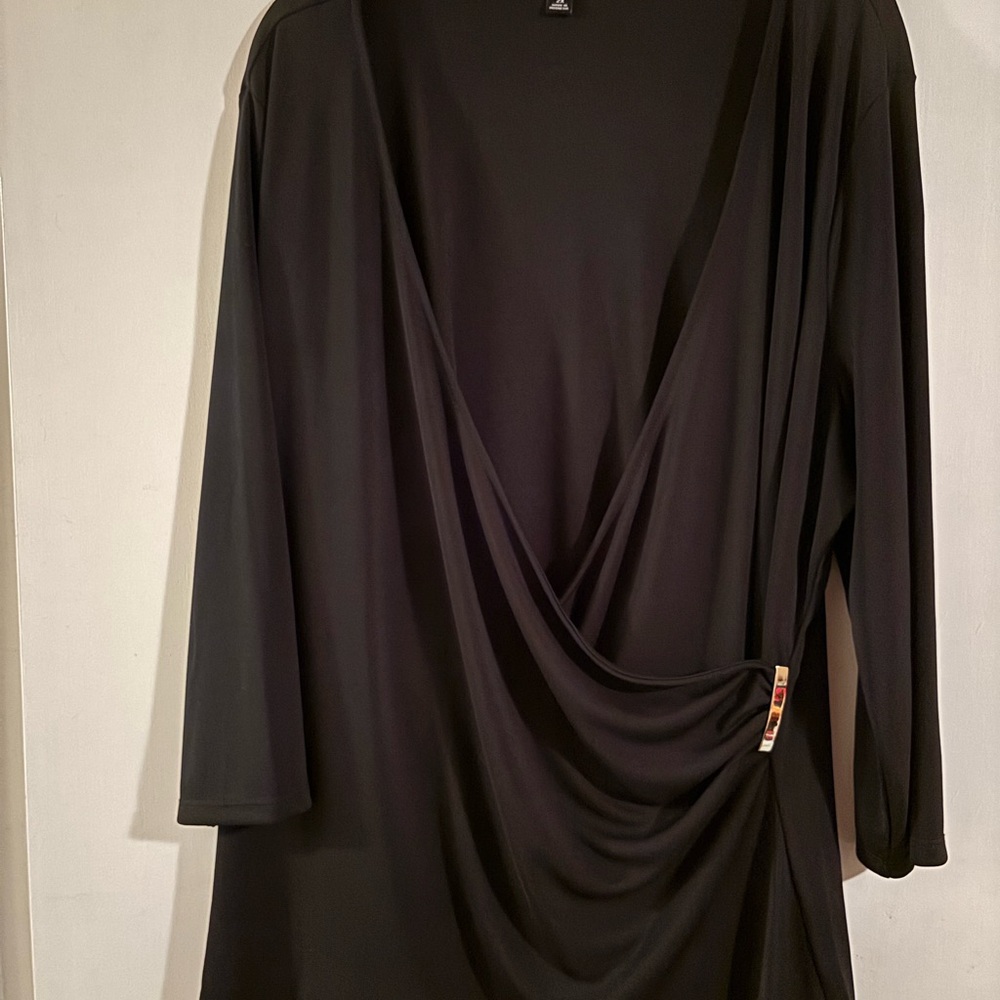 Black Asymmetrical Wrap Dolman Sleeve Top